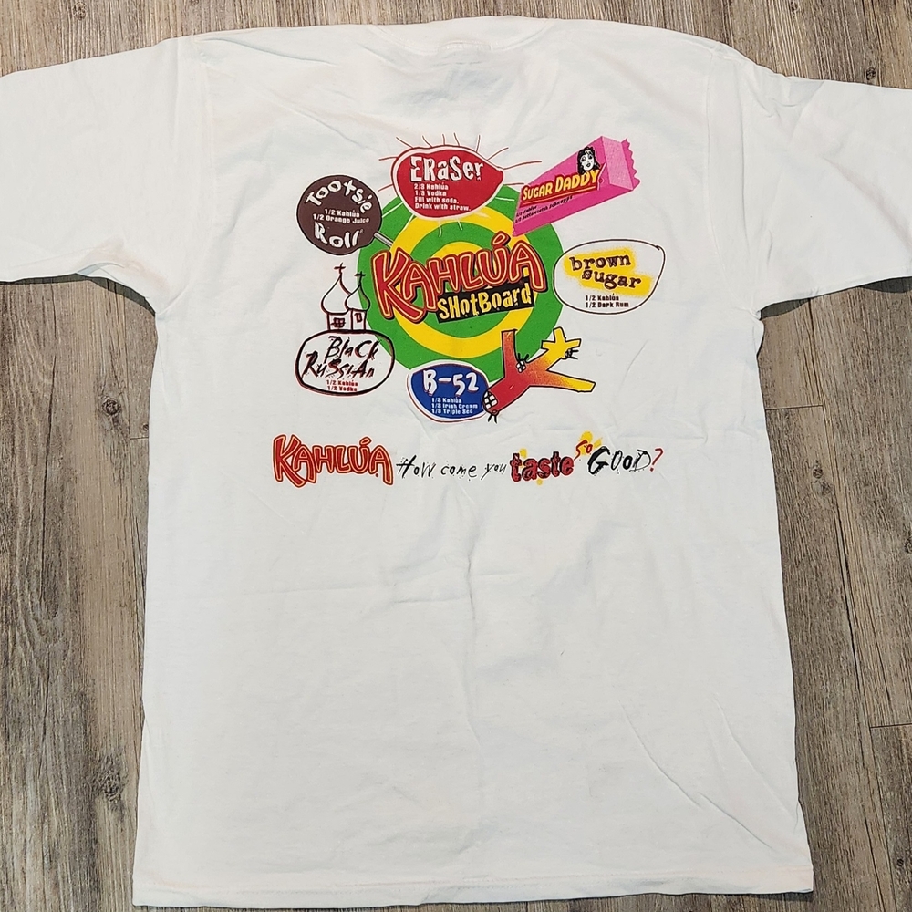 Kahlua Alcohol Beverage promotional Vintage Double Sided Graphic‎ T-shirt Large